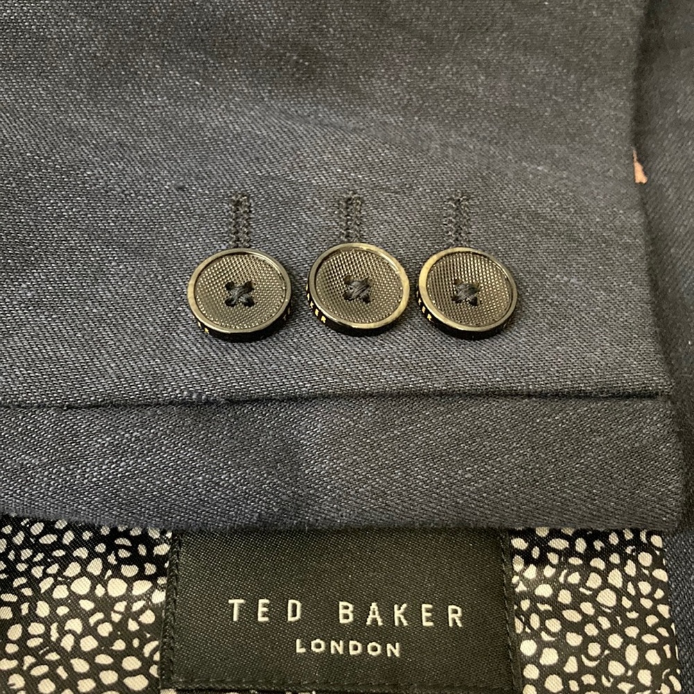 Ted Baker London Sport Coat Men 2 38R  Blue Linen Unstructured Modern Blazer